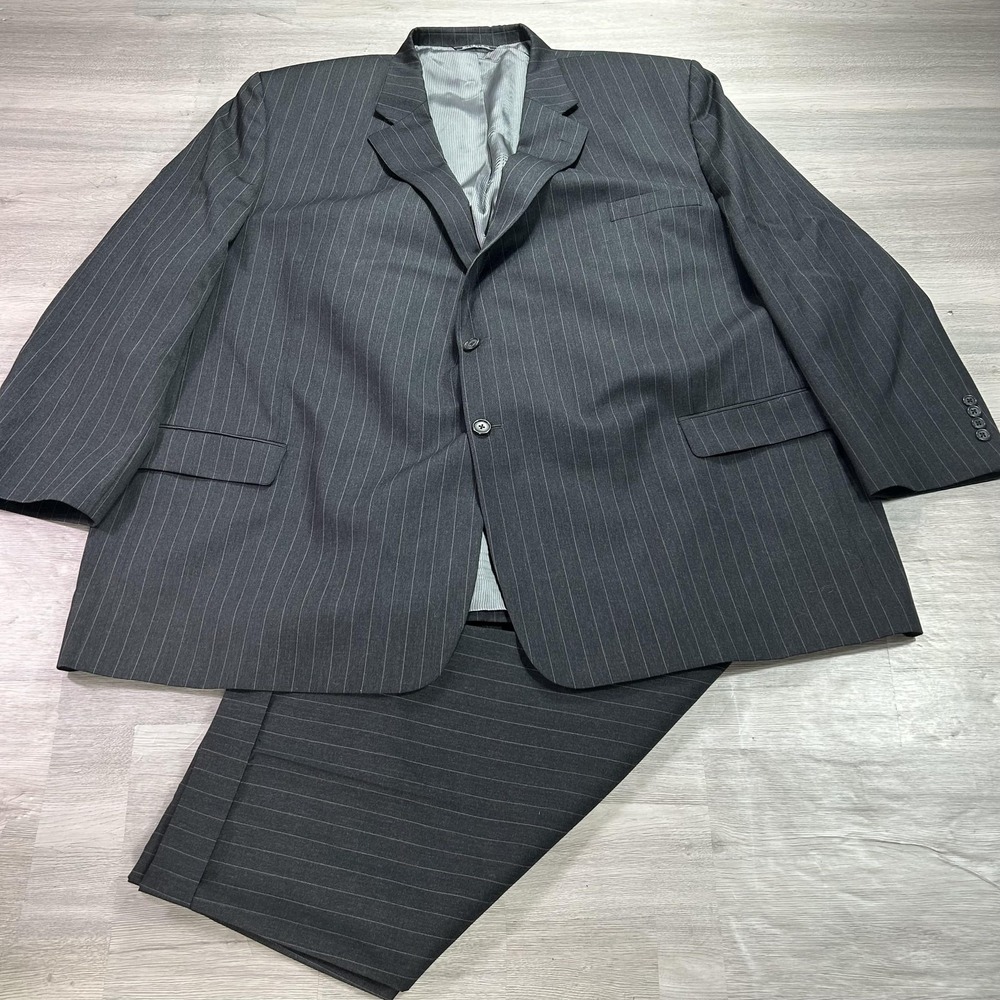 Jack Victor Suit Mens 58L Jacket 54x29 Pants Gray Pinstripe Wool 2 Piece Canada
